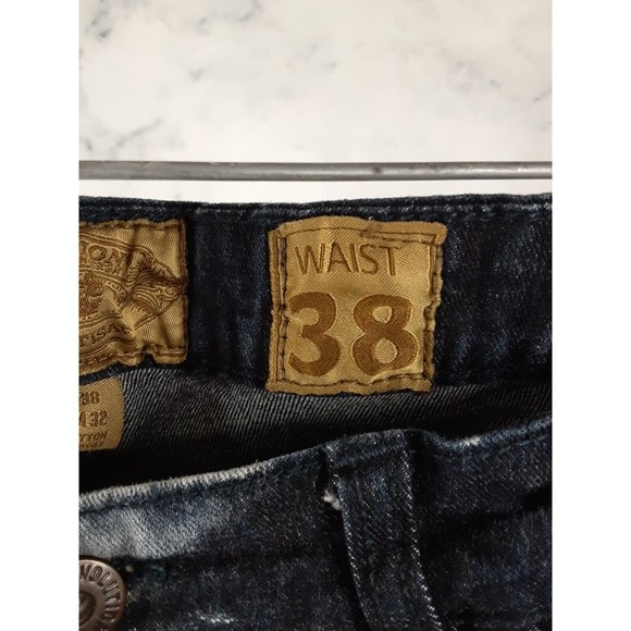 EVOLUTION Jeans Mens 38x30  Straight Leg Strechy Stonewashed Y2K Punk Skater - Picture 9 of 9